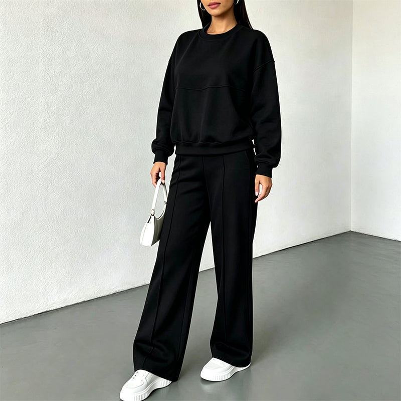 Ensemble sweat à col rond et pantalon de survêtement pour femme