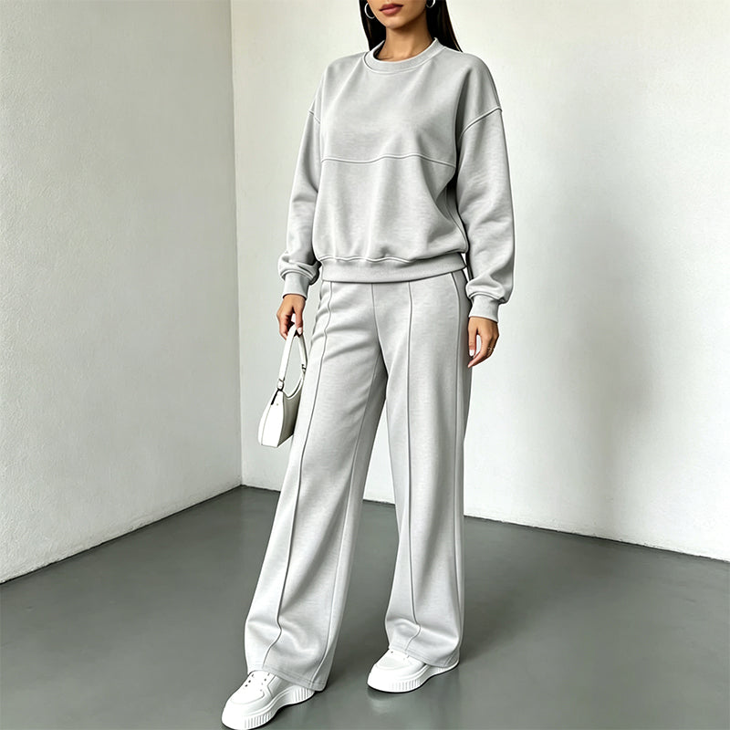 Ensemble sweat à col rond et pantalon de survêtement pour femme