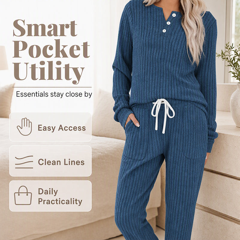 ⏳Liquidation totale⏳Women's Top & Drawstring Pants 2-Piece Set