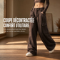 Pantalon cargo ample taille haute pour femme, jambes larges, poches utilitaires, coupe décontractée en mélange coton
