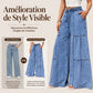 Pantalon en jean taille haute et jambe large pour femme