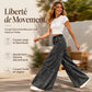 Pantalon en jean taille haute et jambe large pour femme