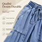 Pantalon en jean taille haute et jambe large pour femme