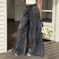 Pantalon en jean taille haute et jambe large pour femme