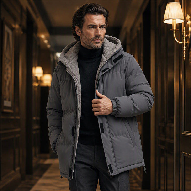 Veste à capuche thermique et coupe-vent d'hiver pour homme