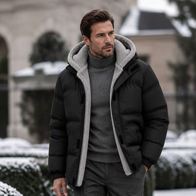 Veste à capuche thermique et coupe-vent d'hiver pour homme