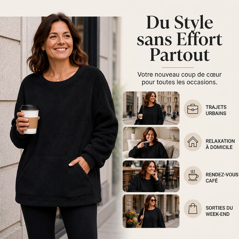⏳Liquidation totale⏳Sweat-shirt à manches longues en peluche chaud pour femmes