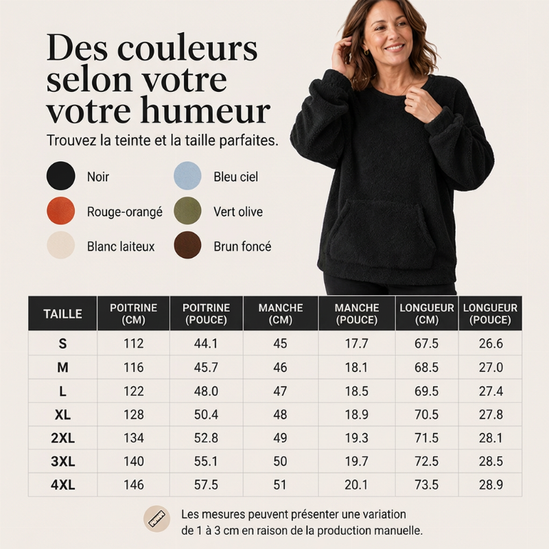 ⏳Liquidation totale⏳Sweat-shirt à manches longues en peluche chaud pour femmes