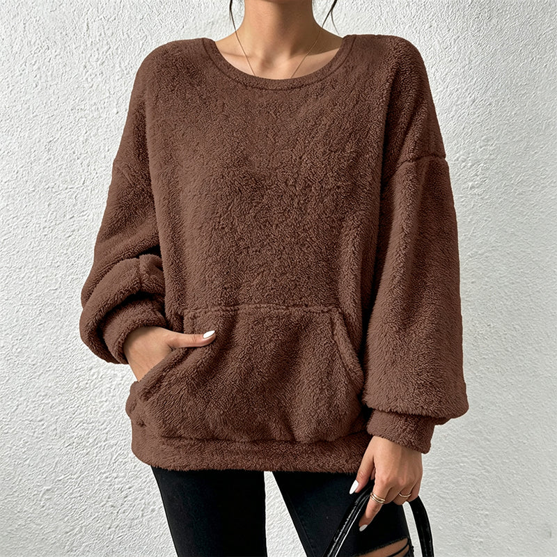 ⏳Liquidation totale⏳Sweat-shirt à manches longues en peluche chaud pour femmes