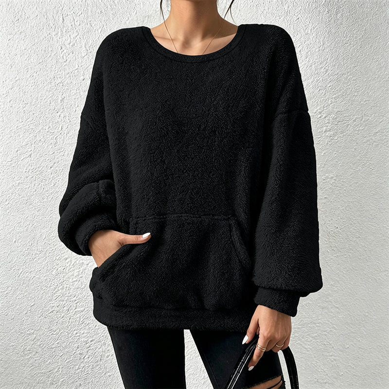 ⏳Liquidation totale⏳Sweat-shirt à manches longues en peluche chaud pour femmes