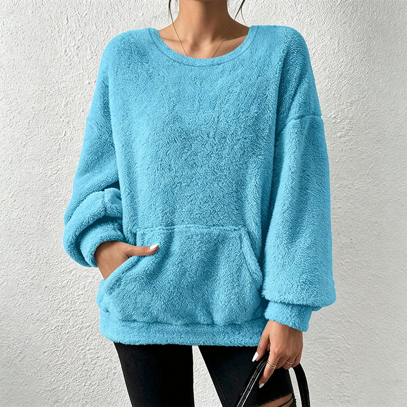 ⏳Liquidation totale⏳Sweat-shirt à manches longues en peluche chaud pour femmes