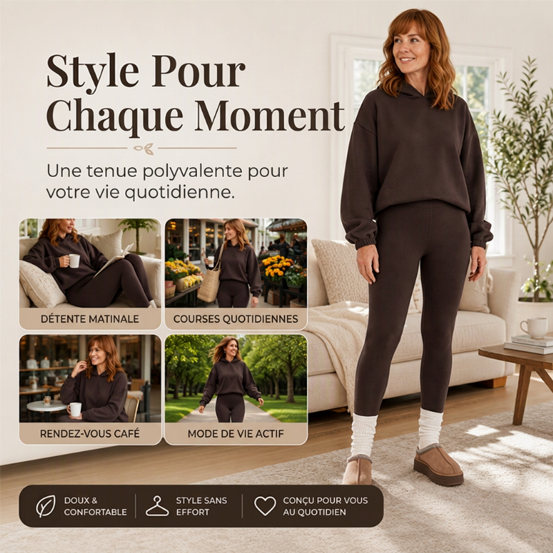 Ensemble femme décontracté et confortable : sweat à capuche + legging