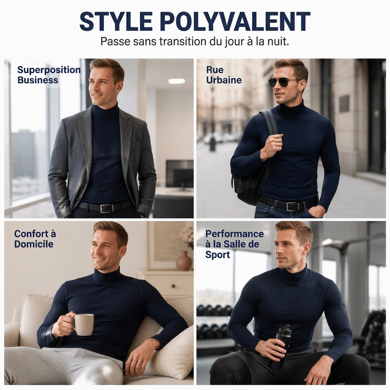 ⏳Liquidation totale⏳Haut col roulé factice ajusté pour homme