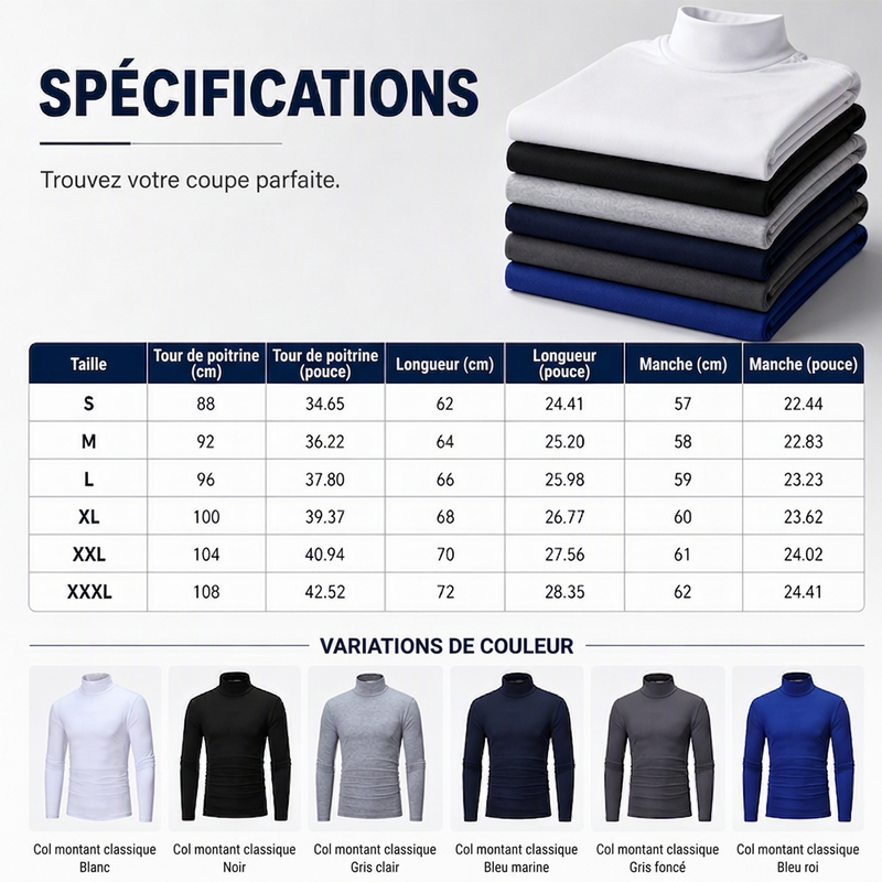 ⏳Liquidation totale⏳Haut col roulé factice ajusté pour homme