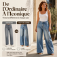 ⏳Liquidation totale⏳Jeans vintage à jambes larges et boutons latéraux pour femme