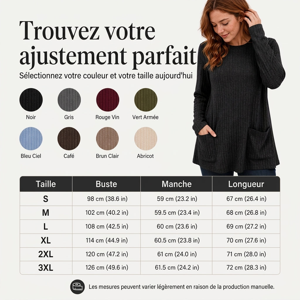👜 -50 % sur toute la mode femme ! ✨Haut en maille côtelée mi-long confortable pour femme