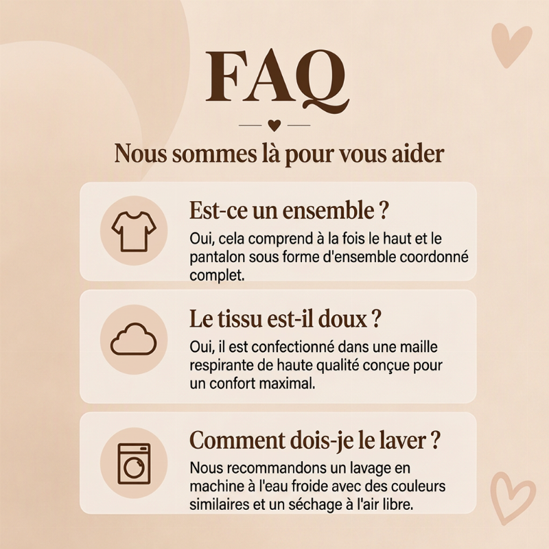 Ensemble de pyjamas à manches longues avec imprimé cœur pour femmes
