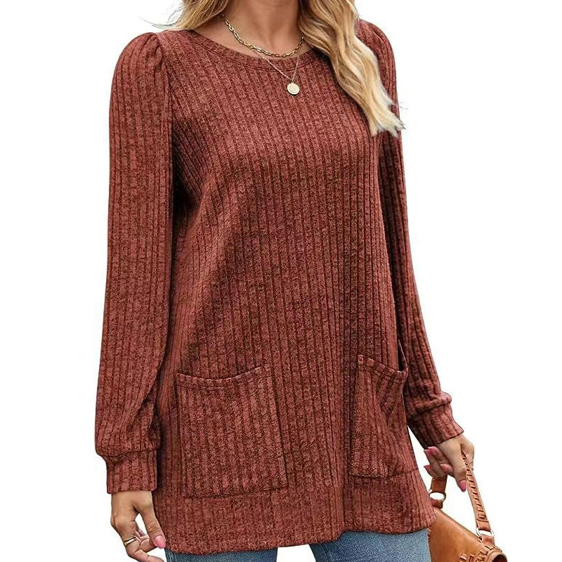 👜 -50 % sur toute la mode femme ! ✨Haut en maille côtelée mi-long confortable pour femme