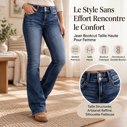 🎁Soldes ! Prix cassés🌍Jeans évasés à taille haute et double boutonnage pour femmes