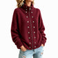 ⏳Liquidation totale⏳Cardigan en tricot à col montant et double boutonnage pour femmes