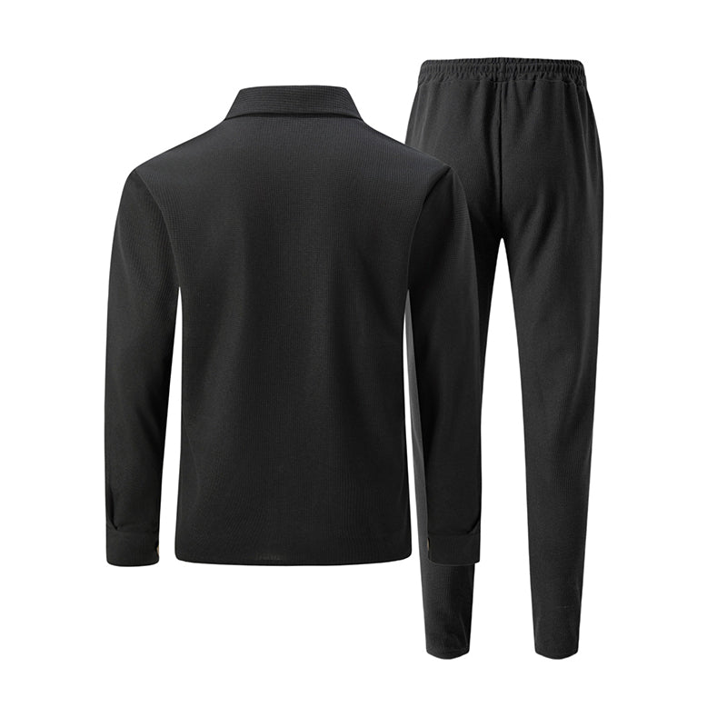 ⏳Liquidation totale⏳Ensemble veste cardigan en maille gaufrée et pantalon pour homme