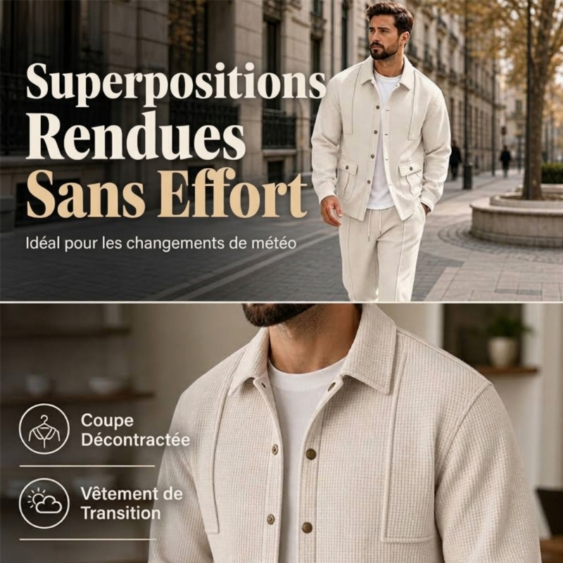 ⏳Liquidation totale⏳Ensemble veste cardigan en maille gaufrée et pantalon pour homme