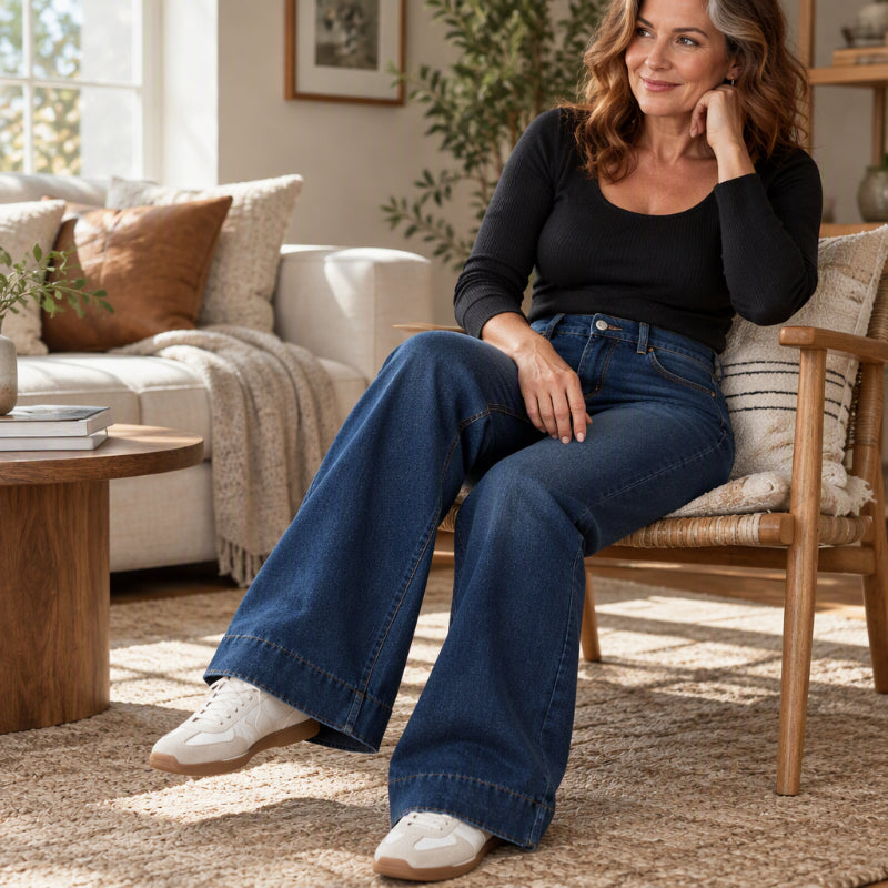 👜 -50 % sur toute la mode femme ! ✨Jeans thermiques à taille haute et jambe large pour femme