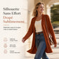 🎁Soldes ! Prix cassés🌍Gilet en maille femme mi-long à ouverture devant avec poignets côtes
