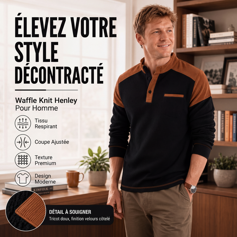 👜 -50 % sur toute la mode femme ! ✨Sweat à col montant en maille gaufrée pour homme