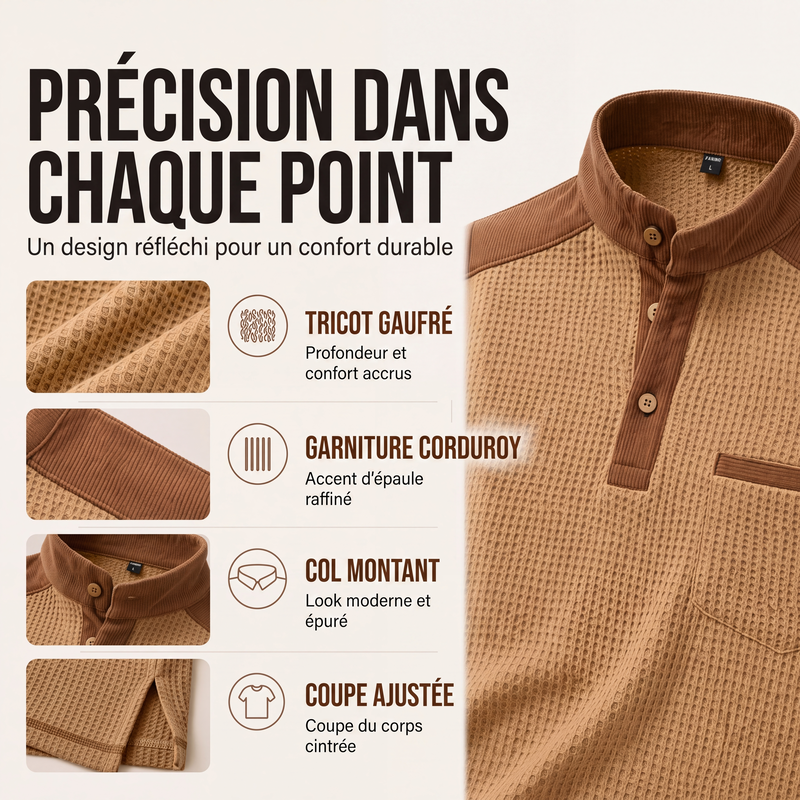 👜 -50 % sur toute la mode femme ! ✨Sweat à col montant en maille gaufrée pour homme