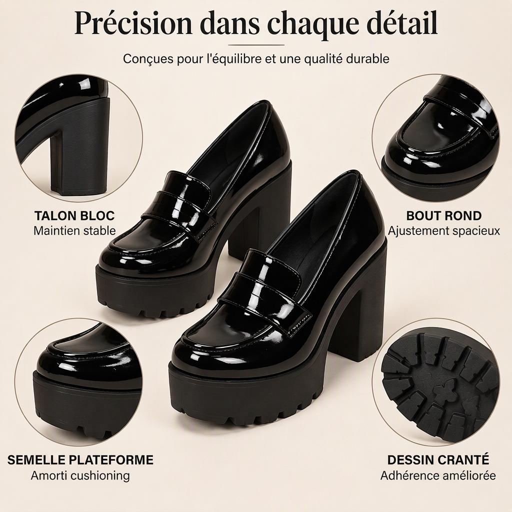 ⏳Liquidation totale⏳Mocassins à plateforme et talon block pour femmes