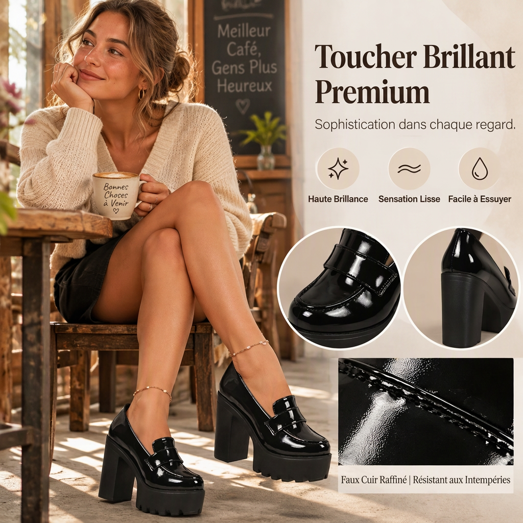 ⏳Liquidation totale⏳Mocassins à plateforme et talon block pour femmes