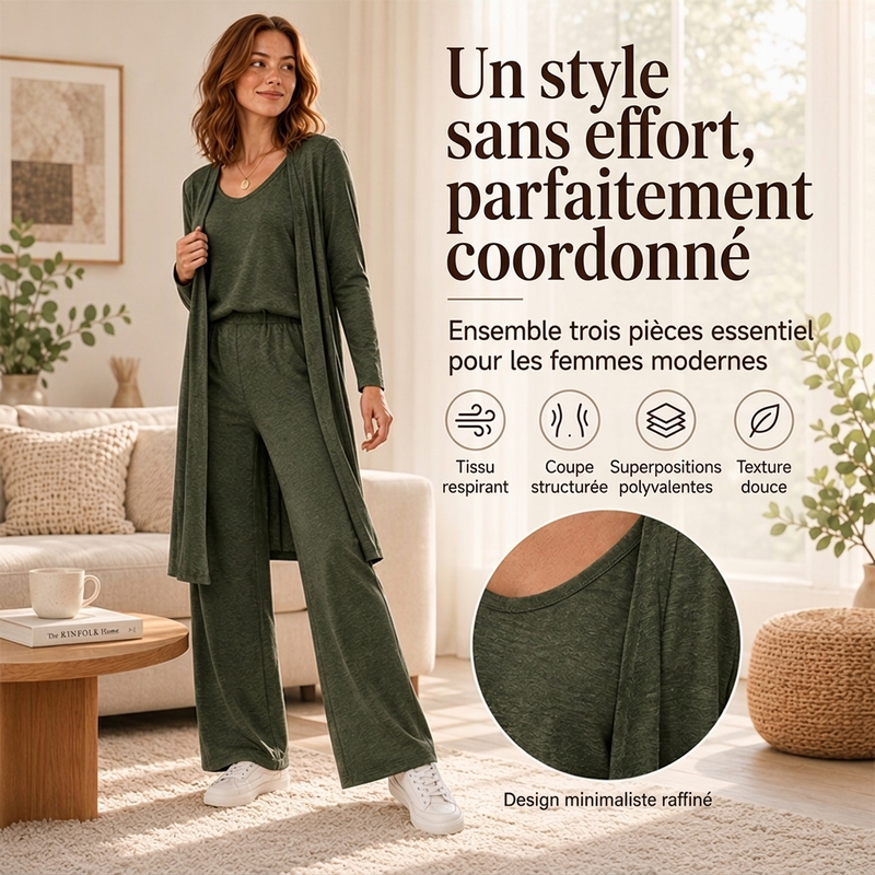 ⏳Liquidation totale⏳Ensemble 3 pièces élégant à manches longues pour femmes