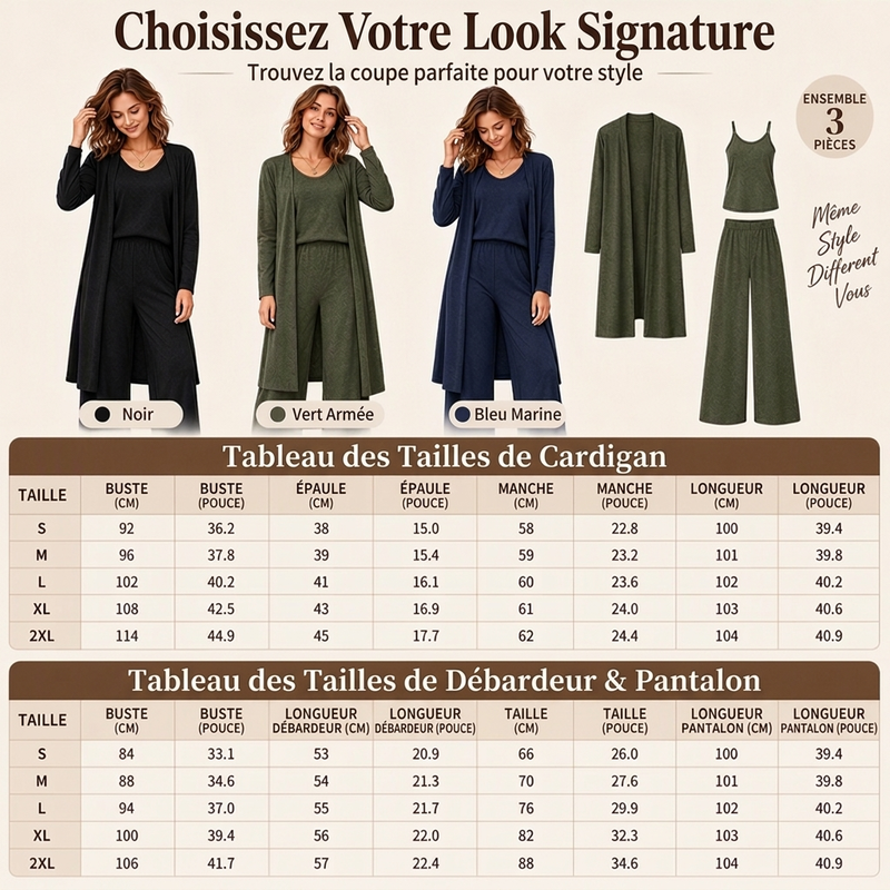 ⏳Liquidation totale⏳Ensemble 3 pièces élégant à manches longues pour femmes