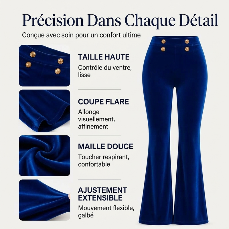 👜 -50 % sur toute la mode femme ! ✨Pantalon évasé en velours taille haute pour femme