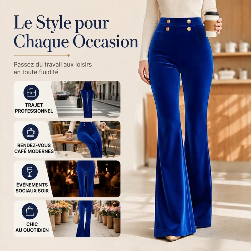 👜 -50 % sur toute la mode femme ! ✨Pantalon évasé en velours taille haute pour femme