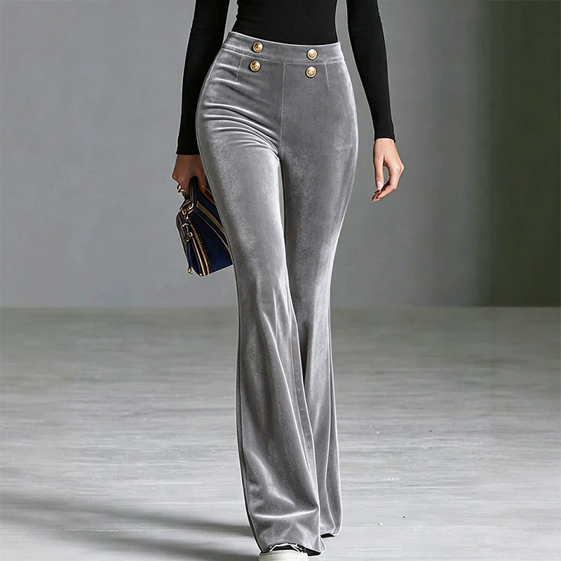 👜 -50 % sur toute la mode femme ! ✨Pantalon évasé en velours taille haute pour femme