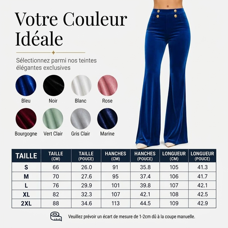 👜 -50 % sur toute la mode femme ! ✨Pantalon évasé en velours taille haute pour femme