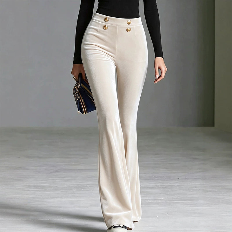 👜 -50 % sur toute la mode femme ! ✨Pantalon évasé en velours taille haute pour femme