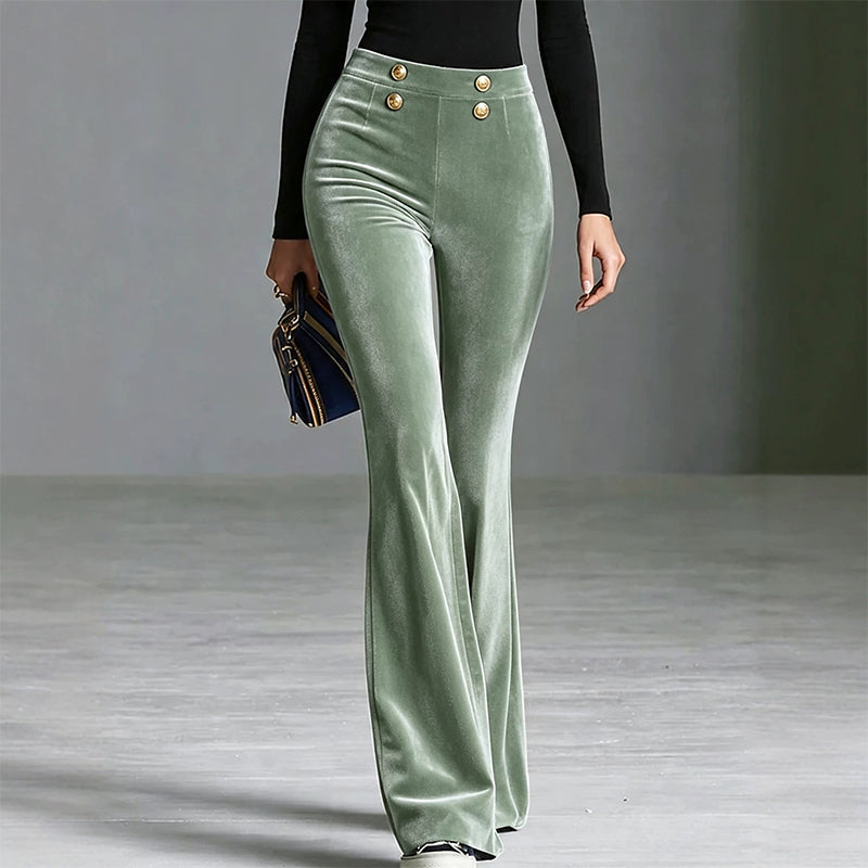 👜 -50 % sur toute la mode femme ! ✨Pantalon évasé en velours taille haute pour femme