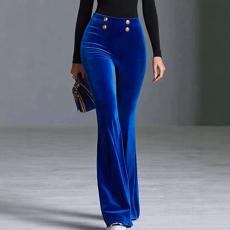 👜 -50 % sur toute la mode femme ! ✨Pantalon évasé en velours taille haute pour femme