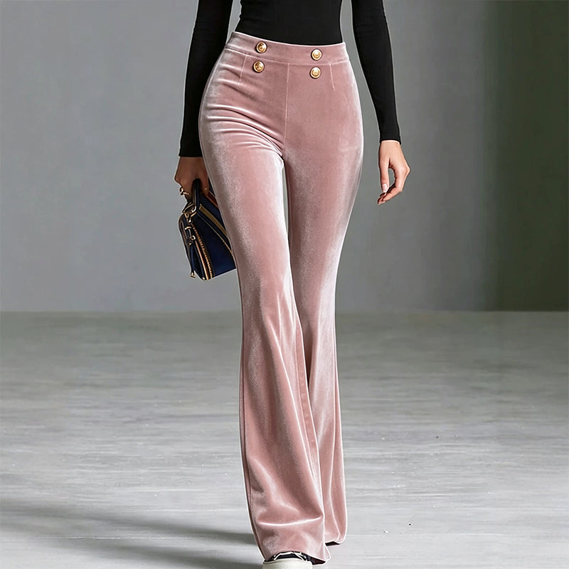 👜 -50 % sur toute la mode femme ! ✨Pantalon évasé en velours taille haute pour femme