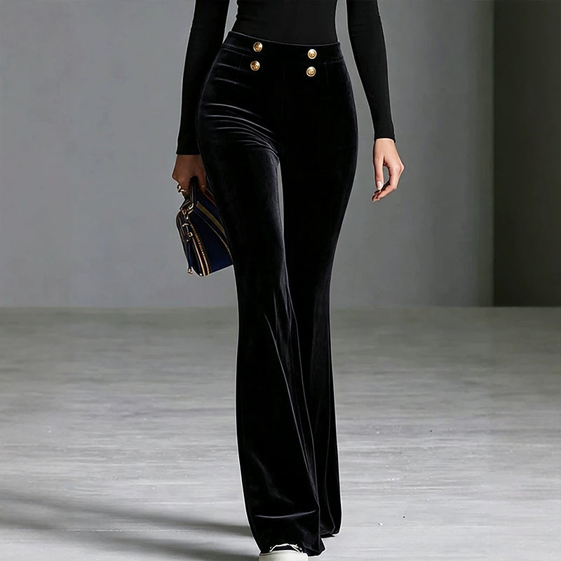 👜 -50 % sur toute la mode femme ! ✨Pantalon évasé en velours taille haute pour femme
