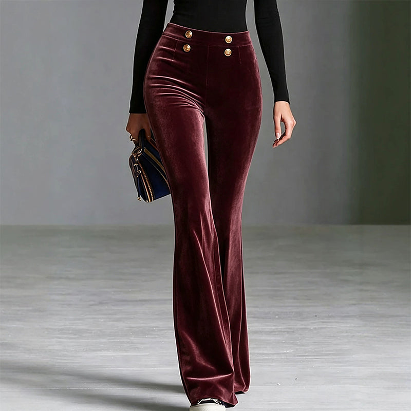 👜 -50 % sur toute la mode femme ! ✨Pantalon évasé en velours taille haute pour femme