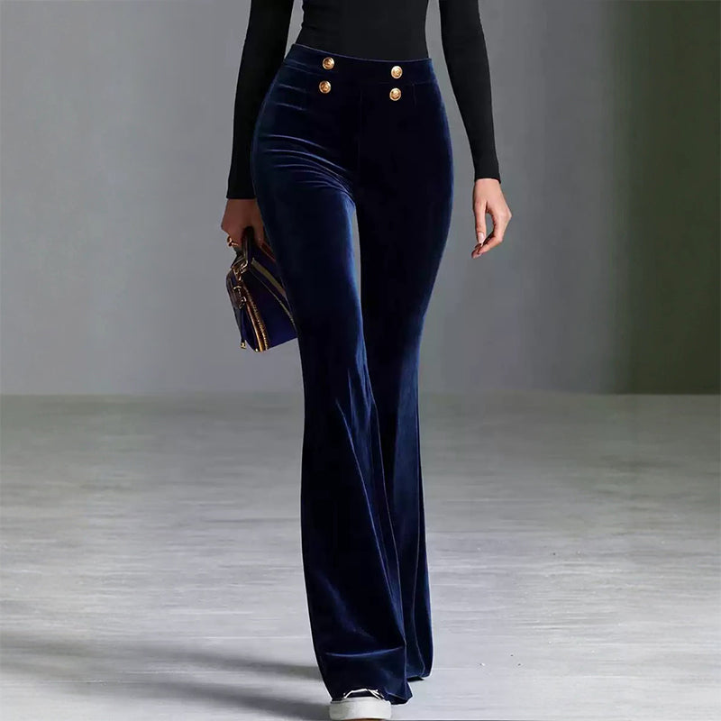 👜 -50 % sur toute la mode femme ! ✨Pantalon évasé en velours taille haute pour femme