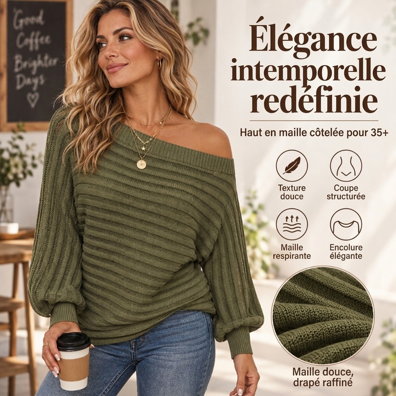 👜 -50 % sur toute la mode femme ! ✨Haut décontracté à épaules dénudées en maille côtelée pour femmes
