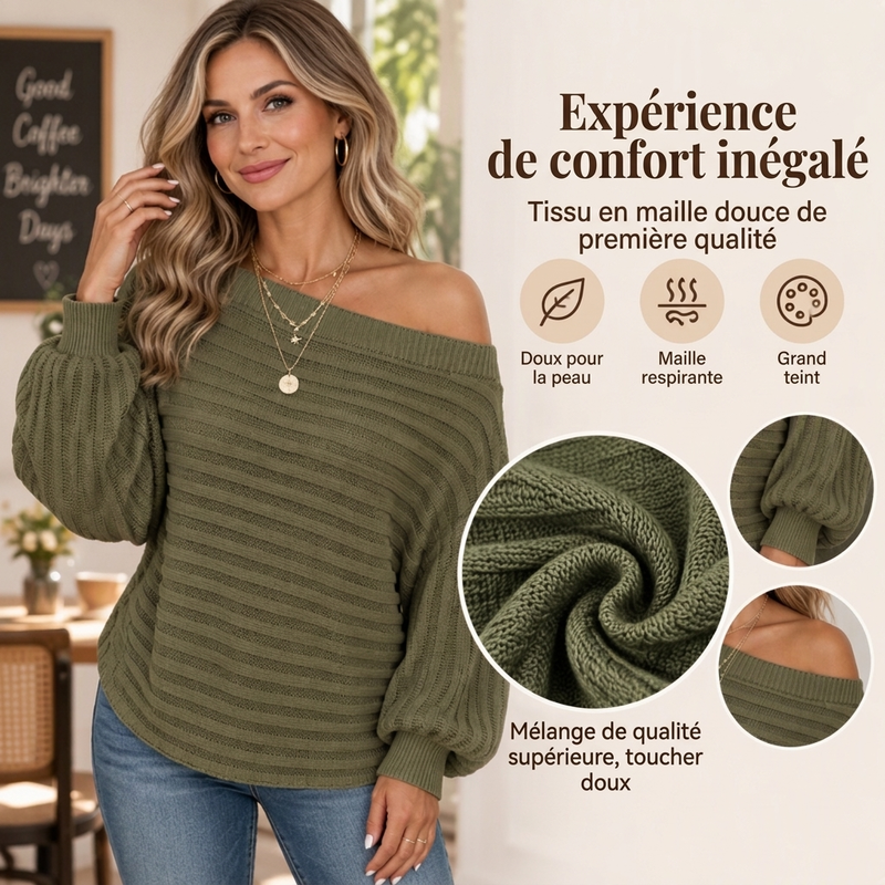 👜 -50 % sur toute la mode femme ! ✨Haut décontracté à épaules dénudées en maille côtelée pour femmes