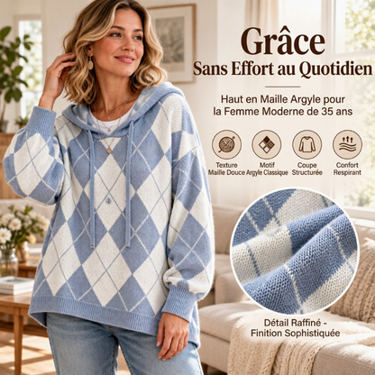 👜 -50 % sur toute la mode femme ! ✨Pull à capuche Argyle décontracté pour femmes