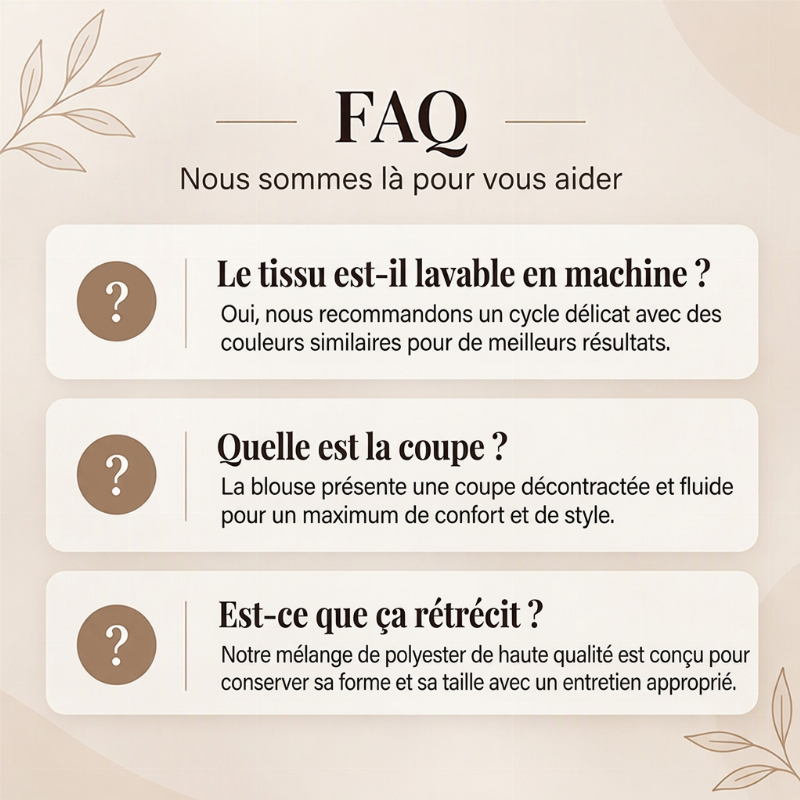 👜 -50 % sur toute la mode femme ! ✨Haut élégant pour femme avec col rond et poignets smockés