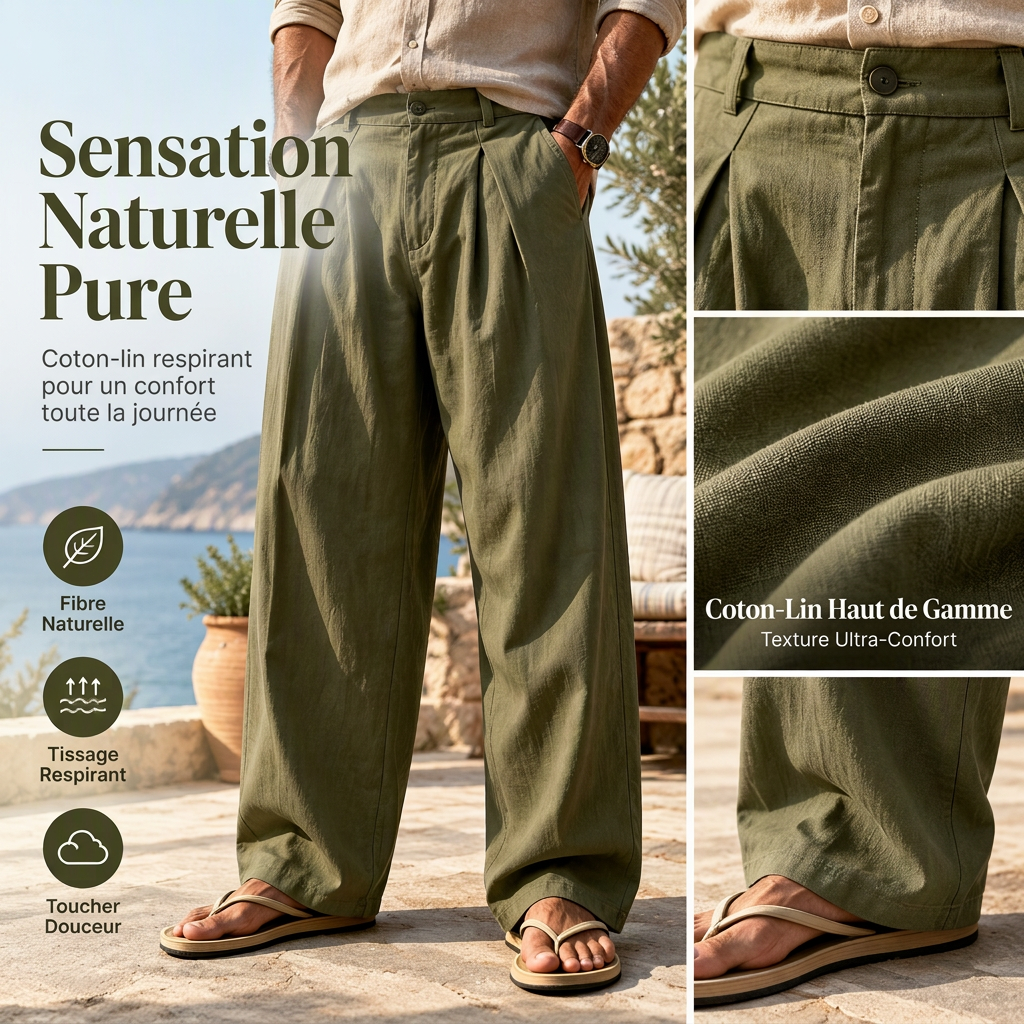 👜 -50 % sur toute la mode femme ! ✨Pantalon décontracté respirant à jambe large pour homme